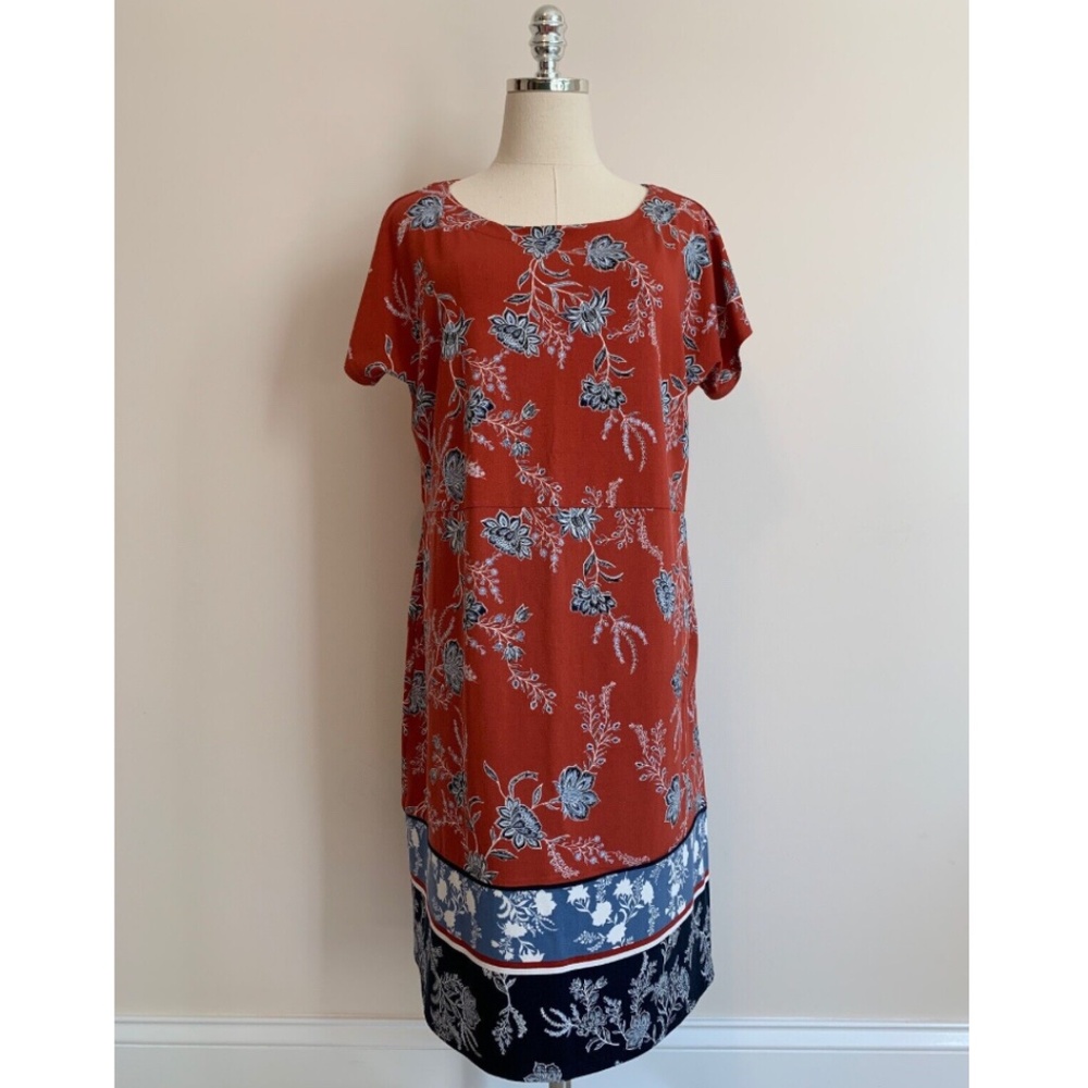 J. Jill Shift Knee Length Dress - Multicolor Floral Print - Size L